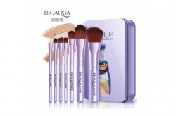 Набор кистей Bioaqua 7шт Make Up Beauty в металлическом футляре (фиолетовый)