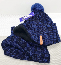Комплект мужской шапка и шарф зимние (микс цветов) C-021